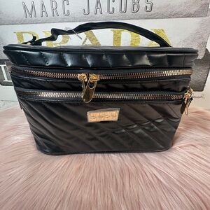 Bebe Elegant Black Quilted Cosmetic Bag